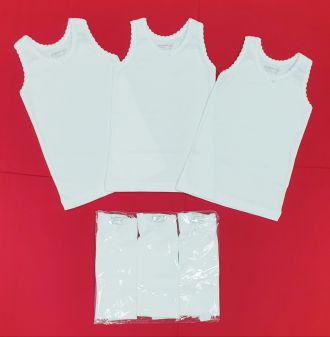 Детски потник за момиче рипс в бяло - 3бр. (от 86 до 152см.)